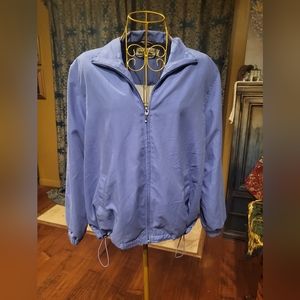 Bomber Jacket Petite Vintage with draw string. Iconic. Pastel Blue. Medium.